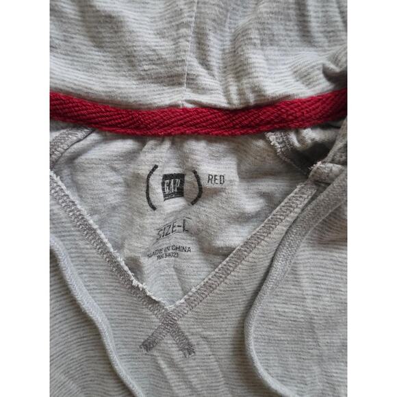 GAP (RED) Lightweight Short Sleeve Hoodie Heather Gray V-Neck Loungewear Size L - Picture 2 of 6